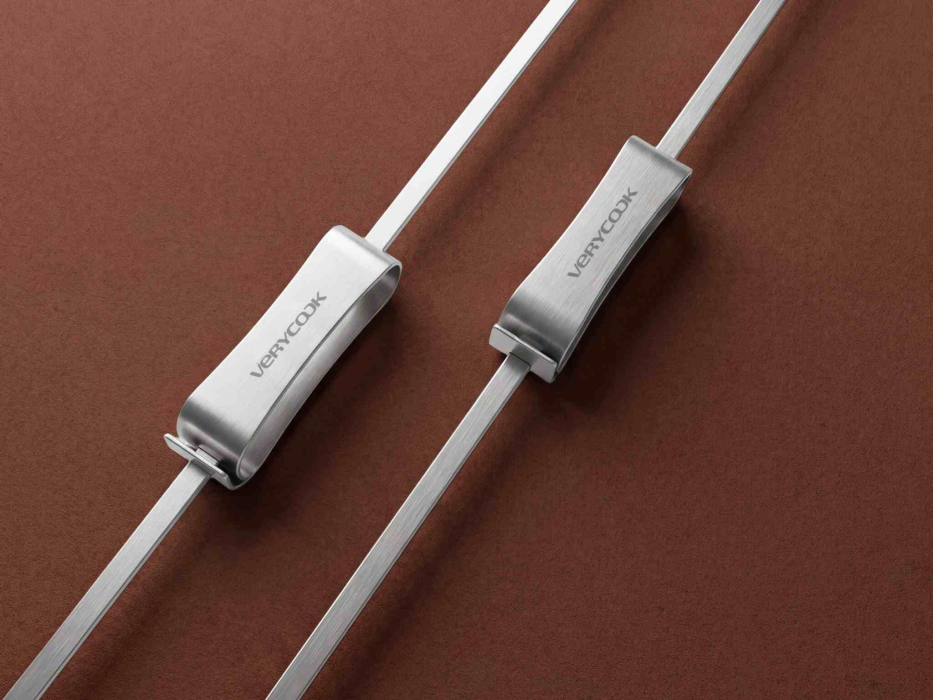 Set of 4 skewers, stainless steel