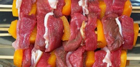 Beef, Pepper and Bacon skewers