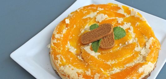 Cheesecake with caramelized mango plancha